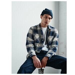 Wax London Whiting Marine Beatnik Button-Up Overshirt Size Large